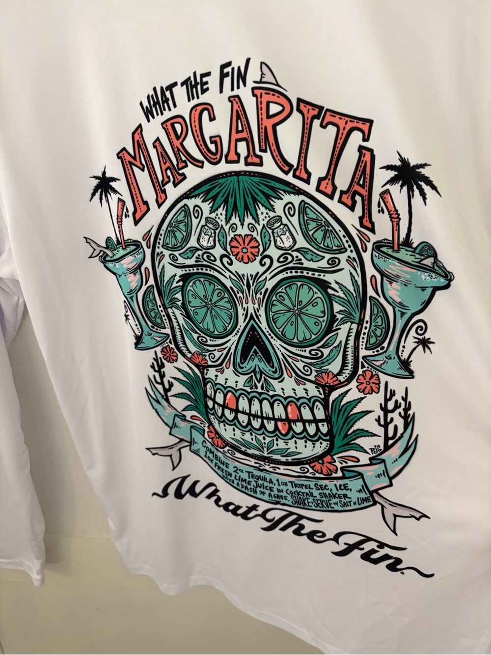 What the Fin Sugar Skull Margarita UPF 50+ Performance Shirt. Size Medium. - Picture 6 of 9